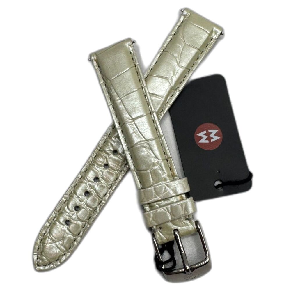 Michele 16mm Genuine Alligator Replacement Watch Band Strap Pearl White NWT